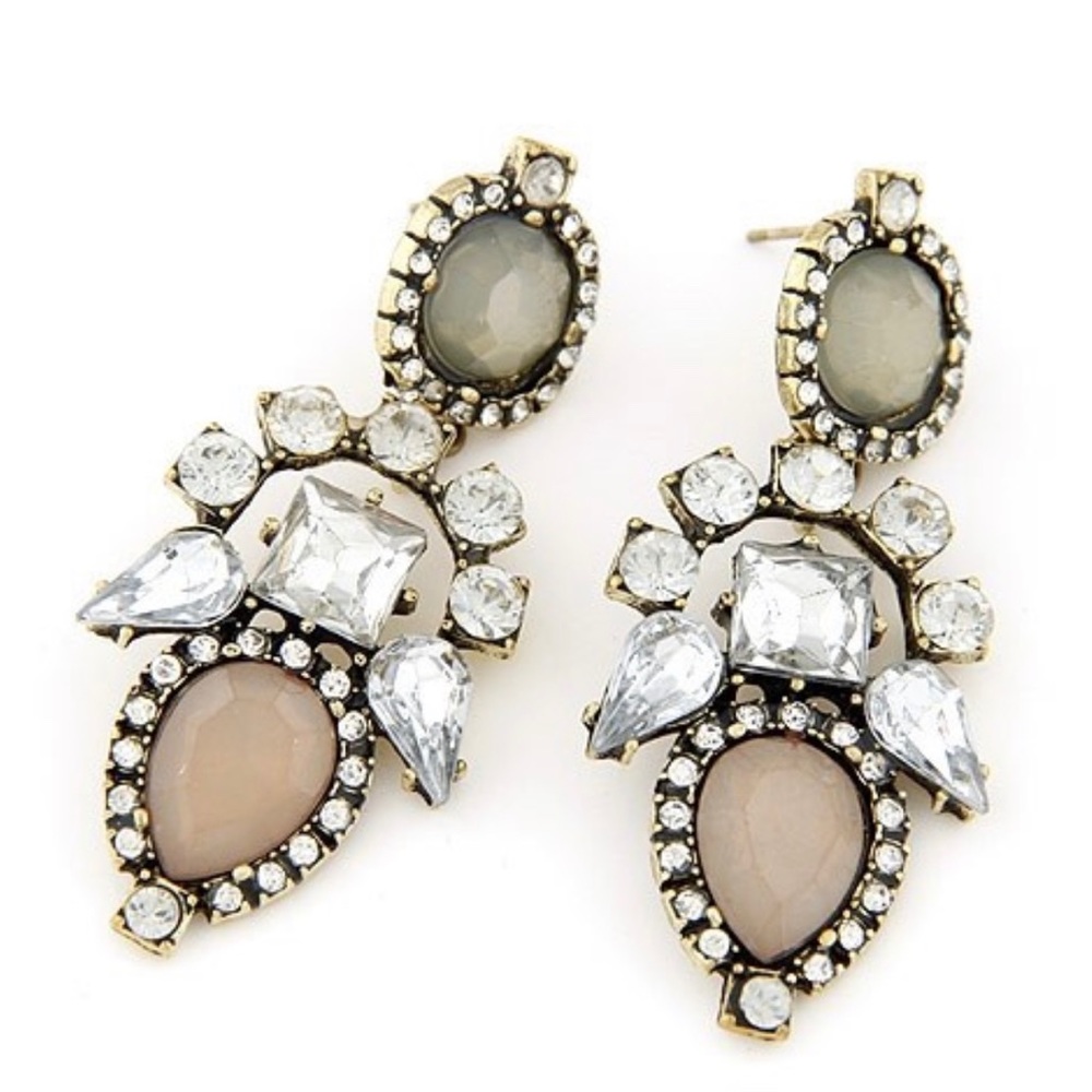 Earthy Rhinestone Statement Earrings